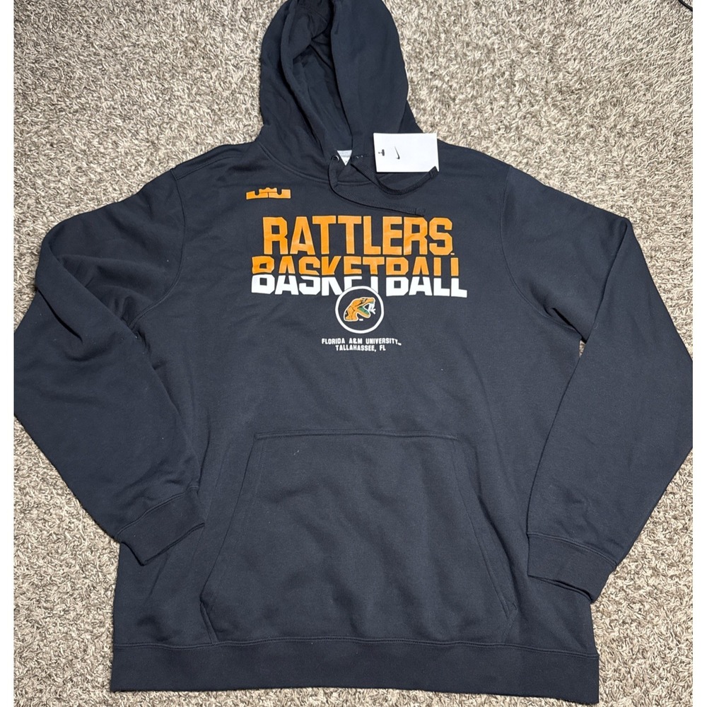 NEW Nike FAMU Florida A&M Rattlers Basketball Fleece Hoodie NCAA Sweatshirt (XL)